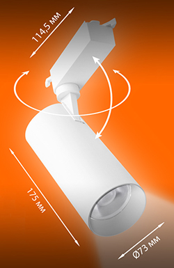 1-фазный трековый led светильник Ledvance ECO CLASS 25Вт 2250 лм 4000К белый - размеры