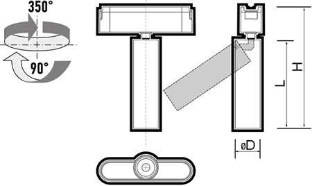 трековый led светильник Jazzway MTR16 20 - 22 - размеры