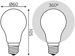 led лампа Gauss 102202210 Filament - размеры