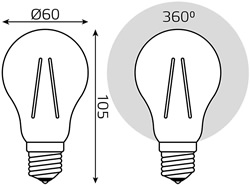 led лампа Gauss 102902220 Filament - размеры