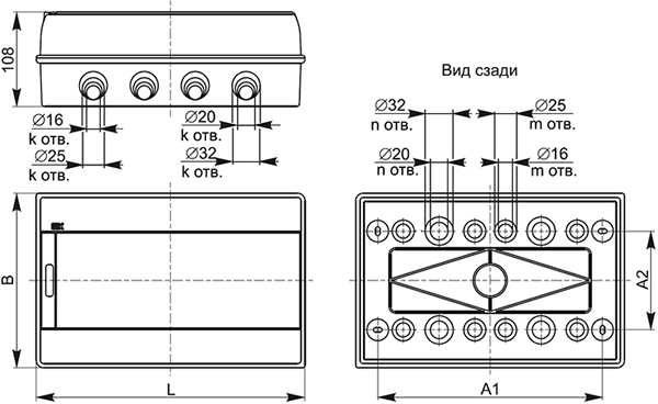 корпус IEK КМПн-9 IP55 Krepta 5 - размеры