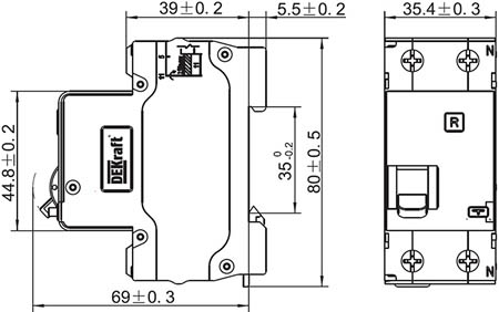 АВДТ DEKraft ДИФ103-4.5кА - размеры