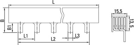 шина соединительная PIN 3Р 63А EKF - размеры