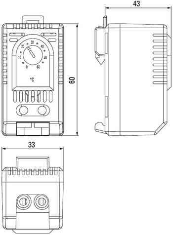 термостат NO (охлаждение) EKF PROxima tno10m - размеры