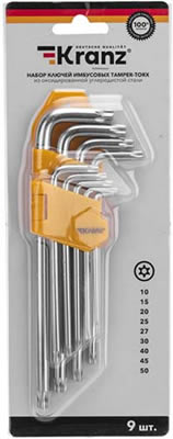 набор ключей имбусовых Tamper-Torx Kranz KR-12-5221 - упаковка