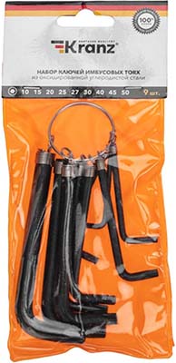 набор 9 ключей имбусовых Torx Kranz KR-12-5203 - упаковка