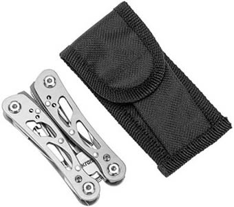 мультитул 10 в 1 Kranz KR-12-4902-2 в закрытом состоянии с чехлом
