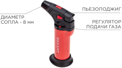 горелка газовая турбо заправляемая GT-11 Rexant 12-0011-2 - конструкция