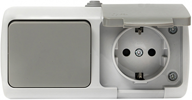 блок розетка 1-местная с з/к + выключатель 1-кл. EKF "Мурманск" - внешний вид