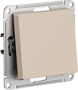выключатель 1-клавишный Systeme Electric AtlasDesign, с самовозвратом, песочный - внешний вид