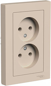 розетка 2-местная Systeme Electric AtlasDesign, песочный - внешний вид