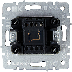 выключатель 1-клавишный IEK ВС10-1-0-БрЧ Brite - вид с тыльной стороны