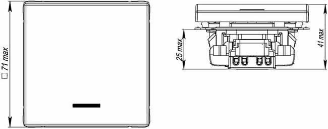 выключатель 1-клавишный Systeme Electric серии ArtGallery с подсветкой - размеры
