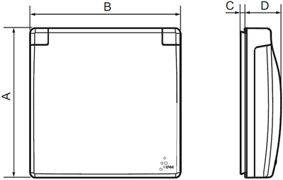 рамка 1-постовая IP44 Legrand Etika с защитной крышкой - размеры