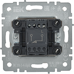 выключатель 1-клавишный самовозвратный IEK ВС10-1-4-БрБ Brite - вид с тыльной стороны