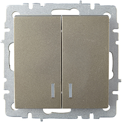 выключатель 2-клавишный IEK ВС10-2-1-БрШ Brite - внешний вид