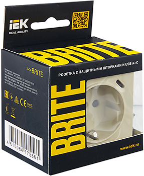 розетка 1-местная IEK РЮш11-1-БрКр Brite - упаковка