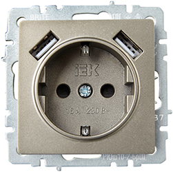 розетка 1-местная IEK РЮш10-2-БрШ Brite - внешний вид