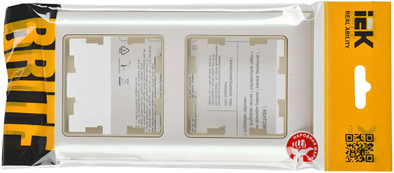 рамка 2-постовая IEK РУ-2-Бр Brite бежевый / жемчужный - упаковка