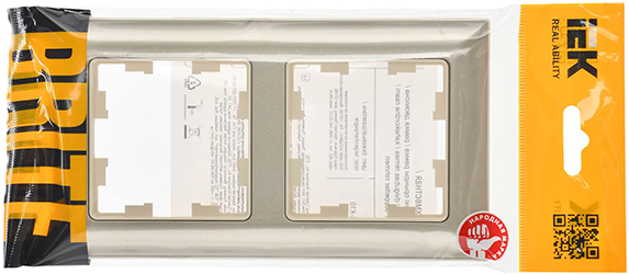 рамка 2-постовая IEK РУ-2-Бр Brite бежевый / шампань - упаковка