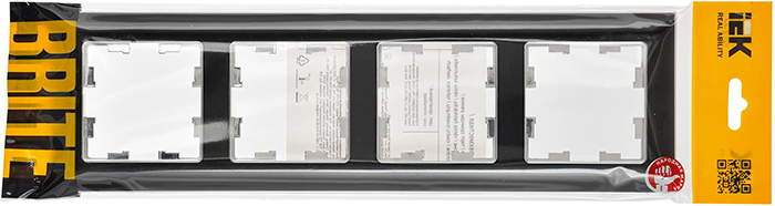 рамка 4-постовая IEK РУ-4-Бр Brite хром / черный - упаковка