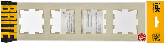 рамка 4-постовая IEK РУ-4-Бр Brite бежевый рифленый - упаковка