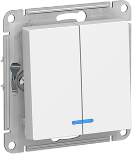 выключатель 2-клавишный Systeme Electric AtlasDesign, с подсветкой, лотос - внешний вид