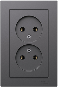 розетка 2-местная Systeme Electric AtlasDesign, базальт - внешний вид