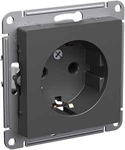 розетка 1-местная Systeme Electric AtlasDesign, з/к, базальт - внешний вид