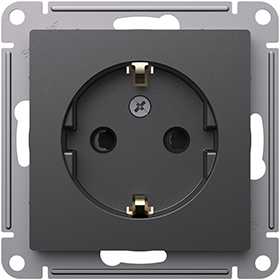 розетка 1-местная Systeme Electric AtlasDesign, з/к, шторки, базальт - внешний вид