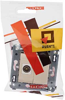 розетка TV одиночная DKC Avanti, цвет ванильная дымка, - упаковка