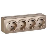 Глори шампань розетка открытая 4-мест заземление IP20 