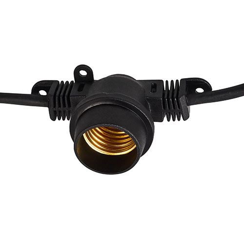 Гирлянда Белт-лайт 10м, E27, шаг 25см, 40 патронов, черный каучук, IP65 (Uniel)