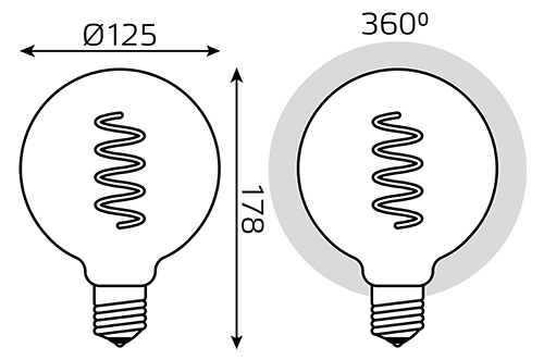 Лампа декор свд Е27 5Вт 1800К 190лм G125 розовая филамент Gauss 