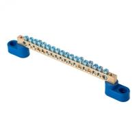 Шина нулевая 6*9 18групп 2 угловых изолятора синий винтовой по краям EKF