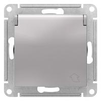 AtlasDesign алюминий розетка скрытая 1-мест заземление с крышкой шторки IP20 