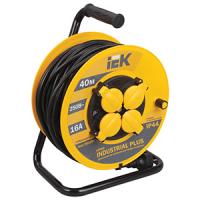 Удлинитель 4-мест 40м ПВС 3*1,5 черный катушка IP44 IEK 