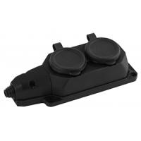 купить Колодка 2-мест 16А черный каучук заземление IP44 в Иванове Колодка 2-мест 16А черный каучук заземление IP44