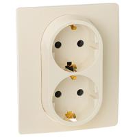 Этика слоновая кость розетка скрытая 2-мест заземление IP20  Этика слоновая кость розетка скрытая 2-мест заземление IP20