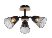 Светильник потолочный (люстра) 3*60Вт E27 черный/светлое дерево