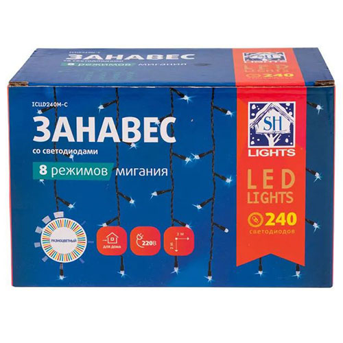 купить Гирлянда занавес 2*1м мульти 138свд с контроллером IP20 прозрачный провод 8 режимов в Иванове Гирлянда занавес 2*1м мульти 138свд с контроллером IP20 прозрачный провод 8 режимов