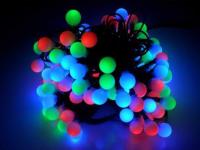 Гирлянда нить 7,5м мультицвет 50свд соединяемая IP20 черный провод шарики (до 3мод)