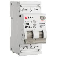 Автоматический выключатель дифференциального тока АВДТ-63N 1P+N 63А 100мА характеристика C тип AC электронный 6кА PROXIMA EKF