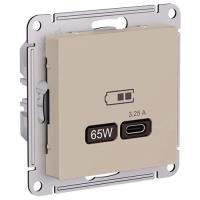 купить Атлас песочный розетка USB скрытая 2-ая тип-C заряд 65Вт в Иванове Атлас песочный розетка USB скрытая 2-ая тип-C заряд 65Вт