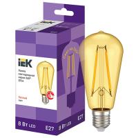 Лампа светодиодная 220В Е27 8Вт 2700К 550лм стандарт ST64 золотистая филамент IEK 
