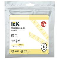 Лента свд 12В 14,4Вт/м 60свд/м 3000К 5050 IP20 IEK 3м