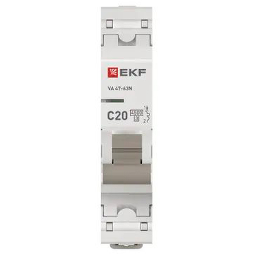 Автомат 1Р 20А C 4,5кА ВА47-63N EKF PROxima 