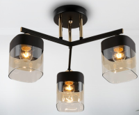 Светильник потолочный (люстра) 3*40Вт E27 черный/золото модерн