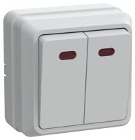 купить Октава выключатель открытая белый 2кл 10А с подсветкой IP20  в Иванове Октава выключатель открытая белый 2кл 10А с подсветкой IP20