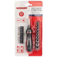 купить Отвертка реверсивная головки/биты 21 предм Rexant в Иванове Отвертка реверсивная головки/биты 21 предм Rexant